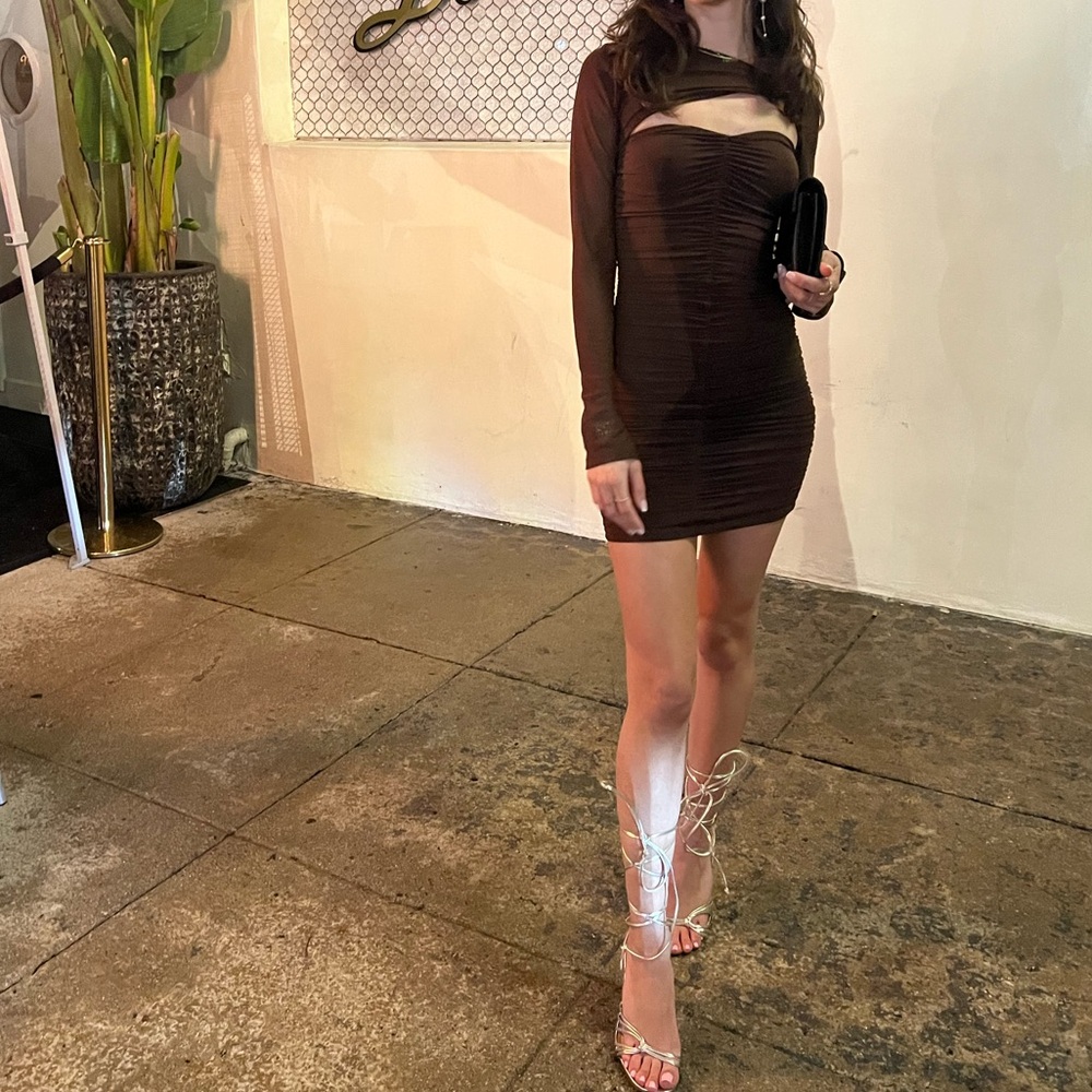 White Fox Boutique Chocolate Brown Been A Minute Mini Dress - Picture 7 of 8